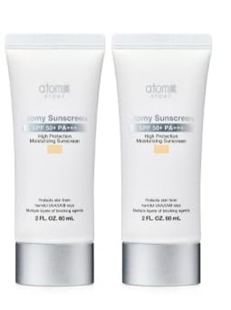 Sunscreen (Beige, White) SPF 50+ PA+++, High Protection Moisturizing sun Cream 2 fl.oz.(60ml) x 2pack (Beige)