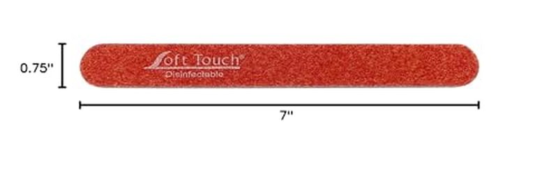 Soft Touch Nail File, Extra Coarse 80 Grit, Durable Red Mylar, for Acrylic Nails, 7 Inch - 25 Piece