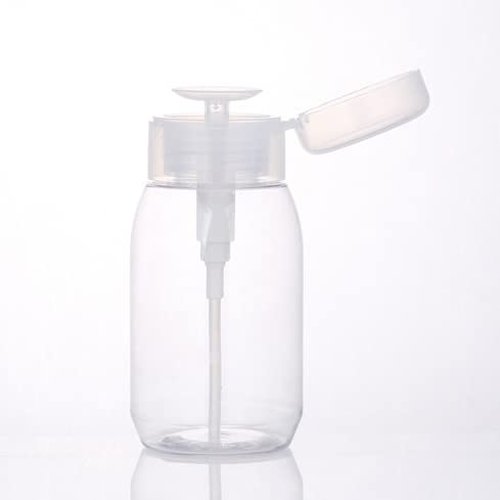 2Pcs 500ml (16.9oz) Nail Polish Remover Pump Bottle Dispenser Empty Push Down Pump Dispenser Bottle with Flip Top Cap for Nail Polish and Makeup Remover, Clear