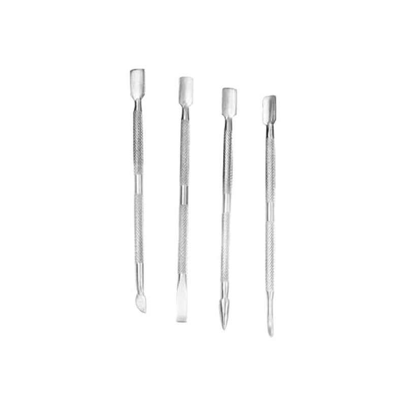 Stainless Steel Cuticle Remover Tool Set - Straight Cuticle Scissors (3.5”), Curved Cuticle Scissors (3.5”), Cuticle Nippers (3.7”) & Cuticle Pusher Set of 4 (5” each).