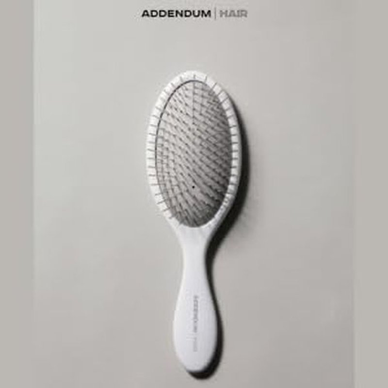 Addendum Hair Luxury Wet Hair Brush - Ergonomic Design with Fine Stainless Steel Bristles | Detangler for All Hair Types - White