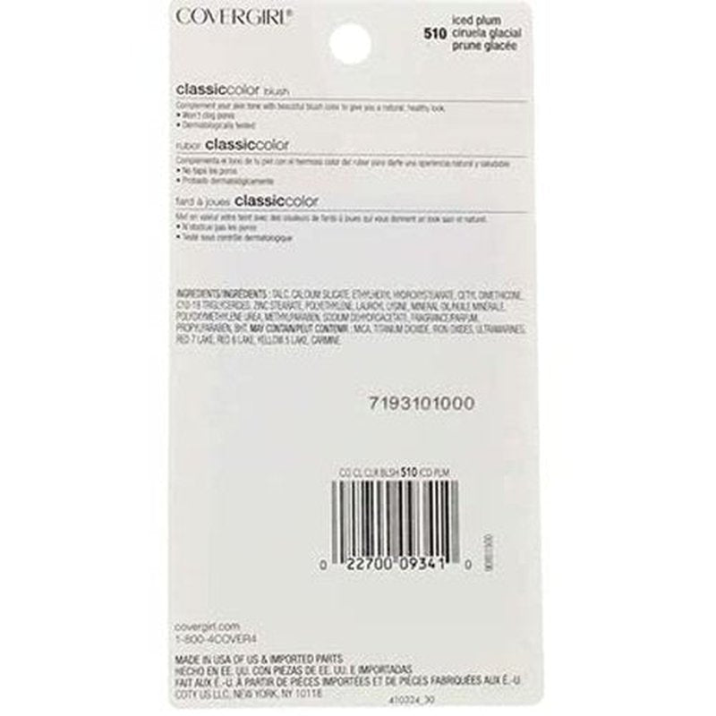 CoverGirl Classic Color Blush, Iced Plum [510], 0.3 oz (Pack of 3)