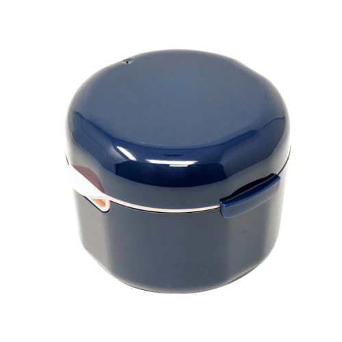 "yueton 1Pack Denture Bath Case Portable Denture Soak Container Mouth Guard Storage Box with Pale Pink Strainer Basket for Travel Cleaning, Sapphire Blue"