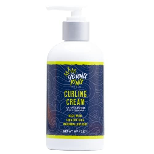 YOUNG KING HAIR CARE Kids Curl Cream for Wavy, Kinky and Curly Hair | Curl Defining, Moisturizing & Softening with Shea Butter and Marshmallow Root (8.02)