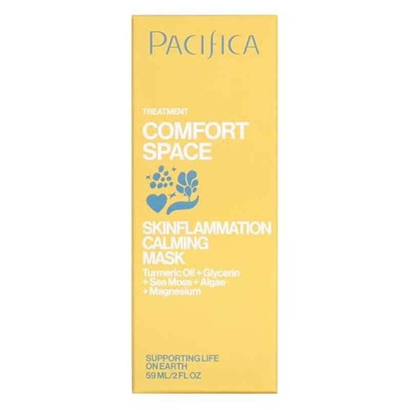 Pacifica Comfort Space Calming Face Mask for Sensitive Skin, Redness Relief Hydrating Facial Mask with Azelaic Acid & Turmeric, Soothes Irritation & Dryness, Vegan Skincare, 2 Fl Oz