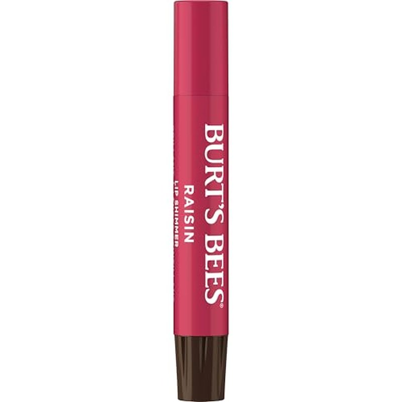 Burt's Bees Lip Shimmer, Raisin, Tinted Lip Balm Stick, Moisturizing for All Day Hydration with Natural Glowy Pigmented Finish & Buildable Color, 1 Count, 0.09 Oz