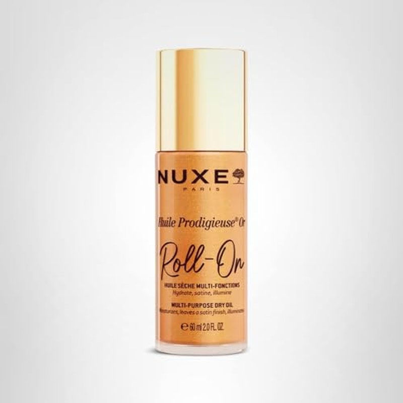 Nuxe Huile Prodigieuse Shimmer Dry Oil Roll-On With 7 Botanical Oils for Radiant Glow & Hydration for Face, Body & Hair, 2 Fl Oz