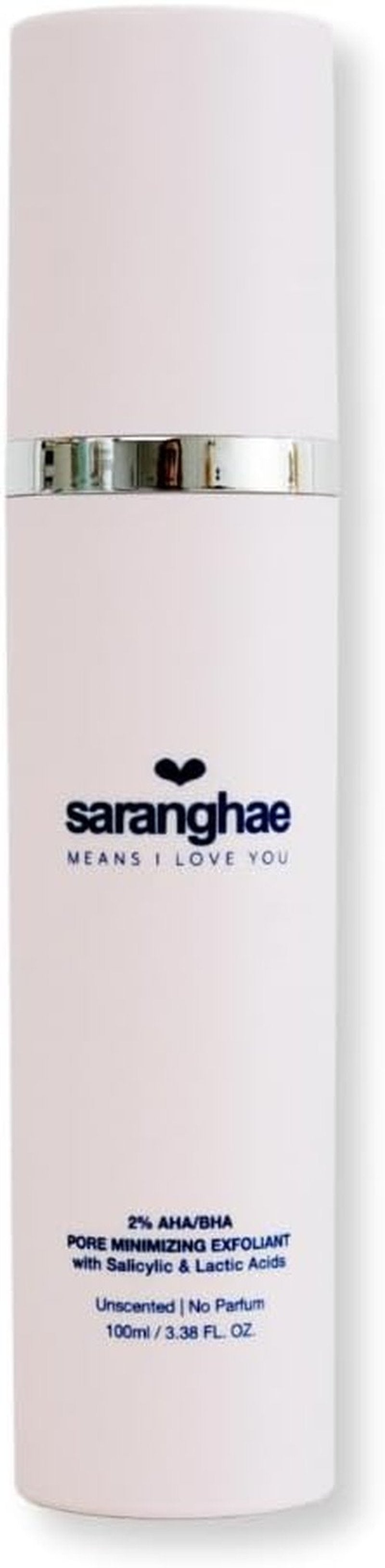 Saranghae AHA BHA Pore Refining Exfoliant - 2% Salicylic & Lactic Acid Toner - Smooths & Clarifies Skin - 4 fl oz