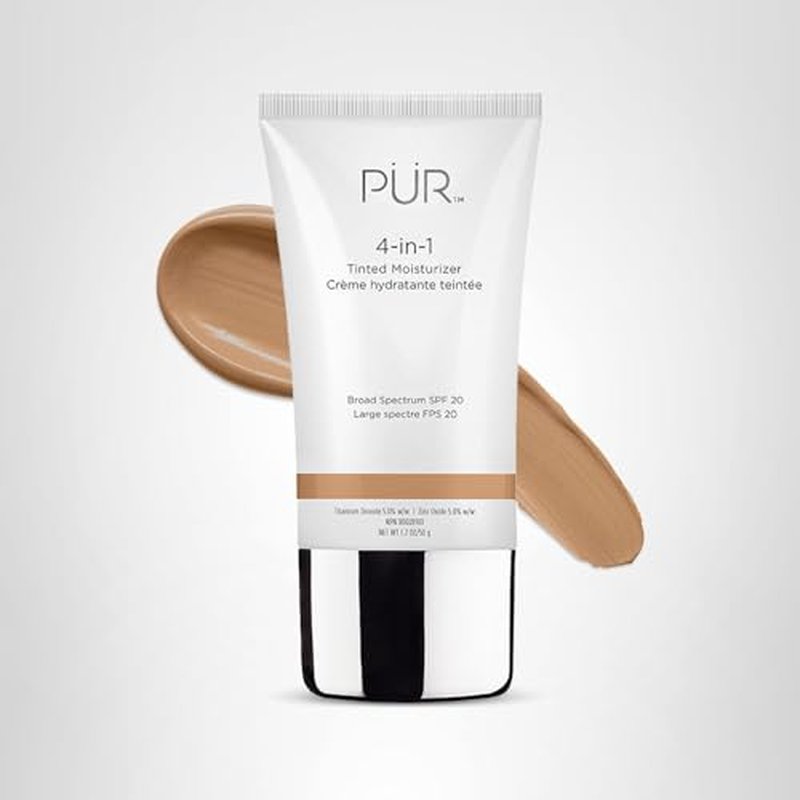 PÜR MINERALS 4-in-1 Tinted Moisturizer with SPF 20 - Hydrating Skin Tint Face Moisturizer, Primer & Foundation with Shea Butter, Aloe Vera & Vitamin B3 - Vegan Friendly, Paraben Free (Buff)