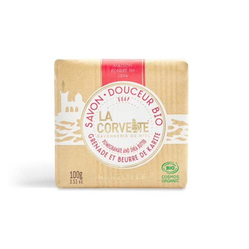 La Corvette organic soap bar - pomegranate with shea butter, 100g