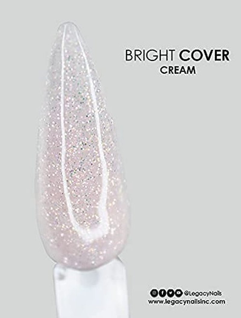Legacy Nails Professional Bright Cover Full Coverage Color, CREAM 2 oz Acrylic Powder With Shimmer, Shine for Overlay Nail Extensions