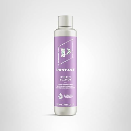 Pravana The Perfect Blonde Purple Toning Conditioner | Neutralizes Brassy, Yellow Tones | For Color Treated Hair | Chromasilk Enhances Shine & Protection | Vegan, Paraben & Sulfate Free | 10 Fl Oz