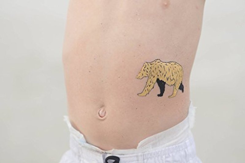 Bear and Wolves Temporary Tattoos for Kids | 32 Tattoos on 2 Sheets | Fake Tattoo for Boys and Girls | Fun Metallic Shiny Animal Tattoos for Kids | By Twink Designs