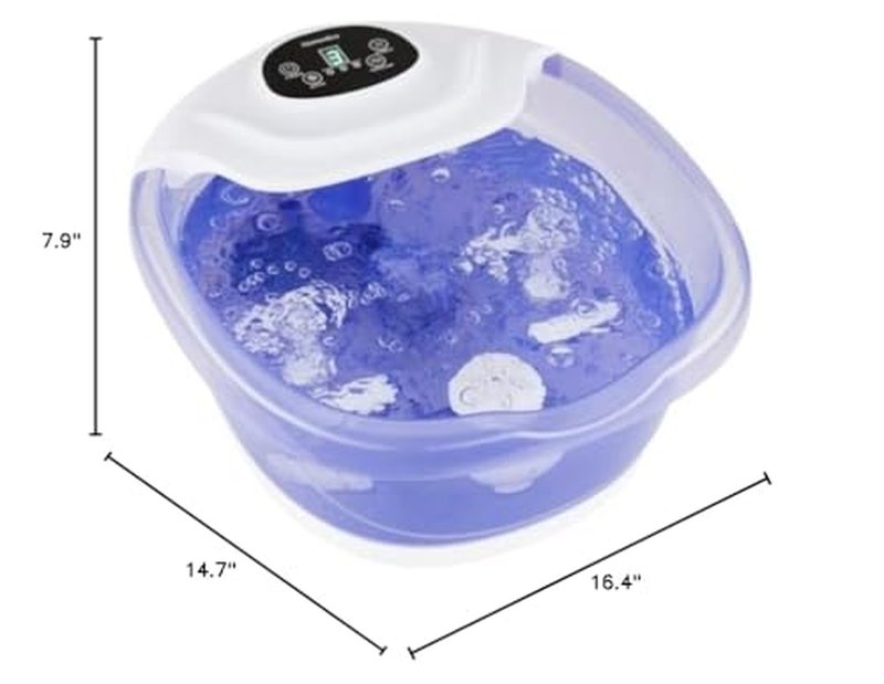HoMedics Salt-N-Soak Footbath with Heat Boost and Soaking Salt Starter Kit, 4 Soothing Massage Rollers, Toe-Touch Controls, Splash Guard, Bubble, Vibration Massage, Bath Salt Dispenser, LED Display