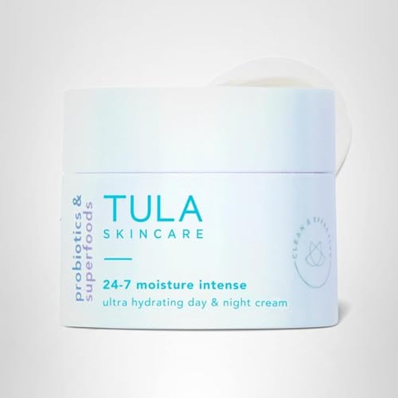 TULA Skin Care 24-7 Moisture Intense Ultra Hydrating Day & Night Cream - Travel-Size, Ultra Nourishing Moisturizer for Face. Soothe Skin, Maintain Skin Balance & Improve Skin Smoothness, 0.5 oz.