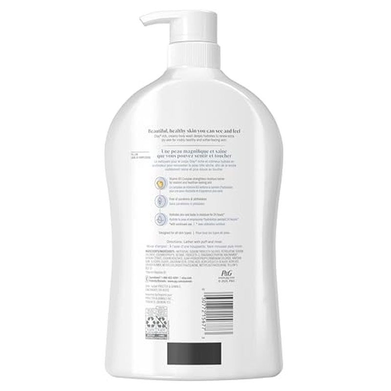 Olay Body Wash for Women, Ultra Moisture, For Extra Dry Skin, 24hr Moisturizing, Hydrating & Refreshing, B3 Vitamin Complex, Free of Parabens & Phthalates, Scented, 33 fl oz
