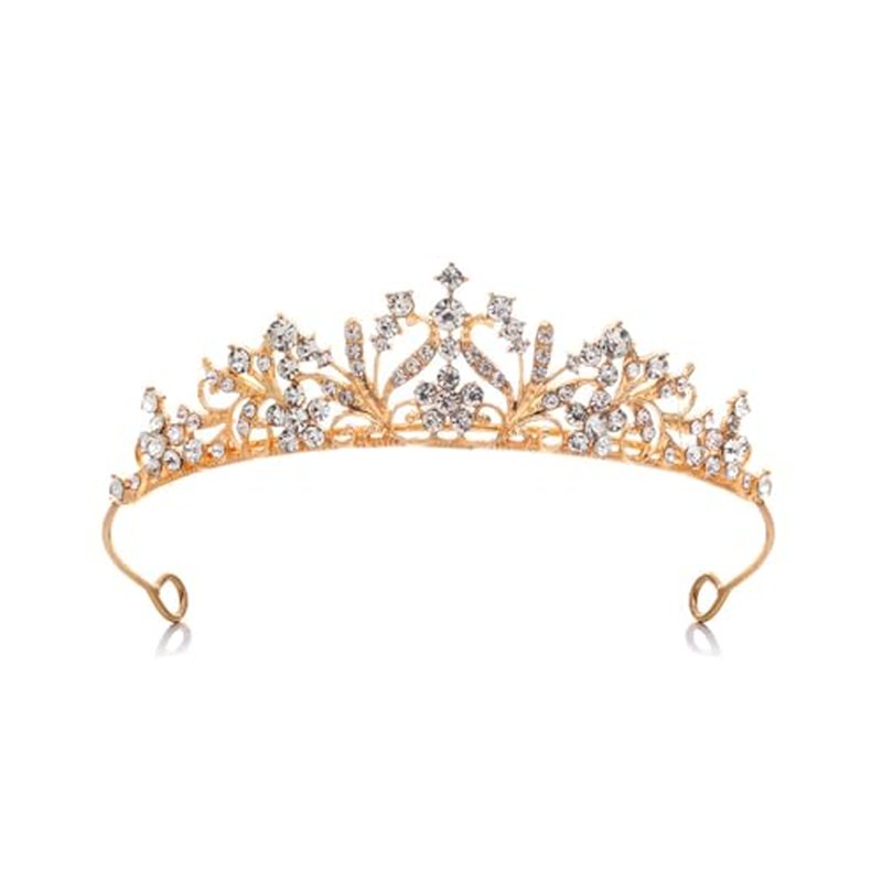 JWICOS Tiaras for Women Birthday Crown Rhinestone Tiara Princess Crown for Bridal Wedding Prom Birthday Party Halloween Costumes Hair Accessories for Women Brides (Gold)