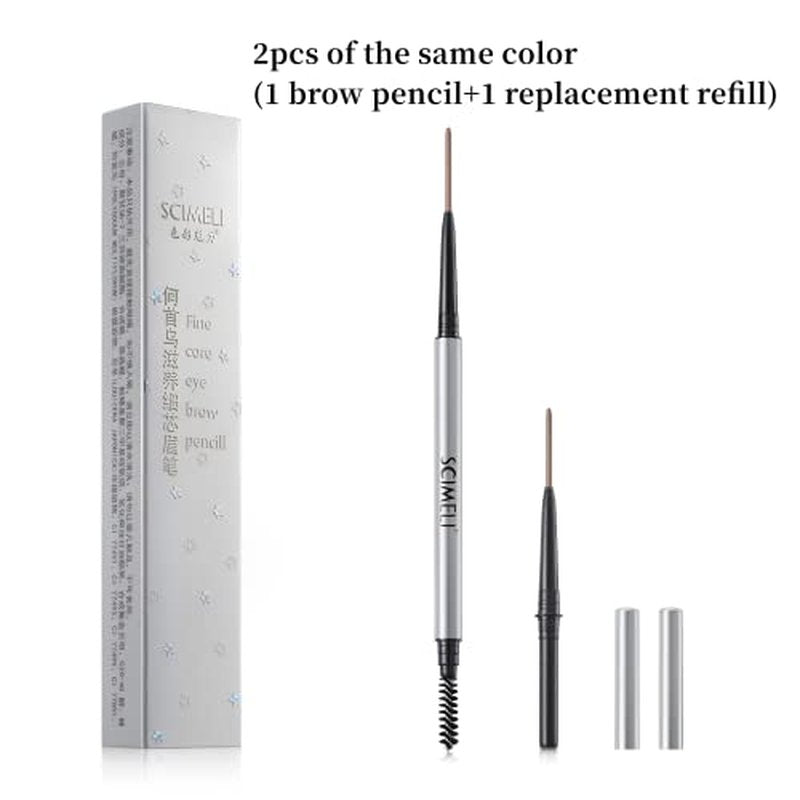 Eyebrow Pencil,2Pcs Professional Micro Brow Pencil with Spoolie Brush,Longwearing Waterproof Eyebrow Pencil,Eye Brow Pencils for Women.(Soft Brown)