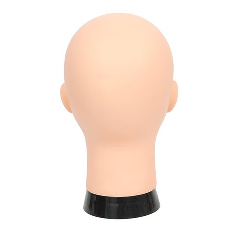 CAZSYSDD Bald Mannequin Head Beige Female Professional Cosmetology Manikin Doll head for Wigs Making Wig Display Hat Display Glasses Display with Free Clamp (12-B)