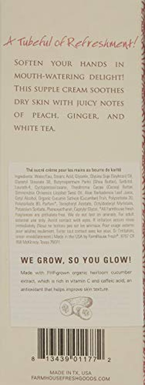 FarmHouse Fresh Sweet Tea Shea Butter Hand Cream, Sweet Tea Peach Ginger, 2 Fl Oz