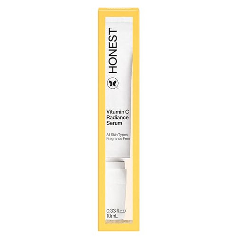 Honest Beauty Mini Vitamin C Radiance Serum, Improves Brightens Skin Tone and Complexion, Gentle for Sensitive Skin, Fragrance-Free, Vegan, Travel Size, .33 fl oz
