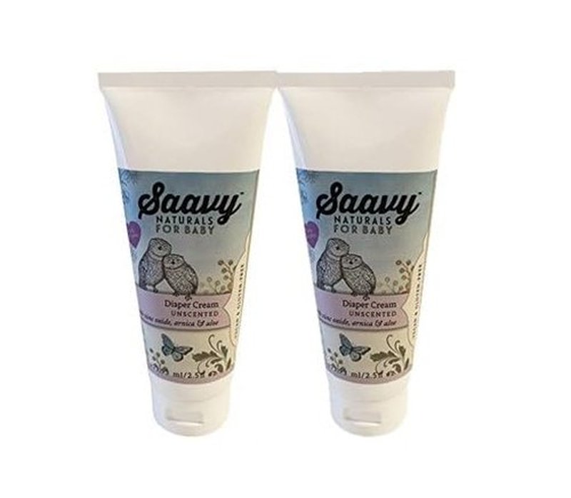 Saavy Naturals Baby Diaper Cream - Organic Rash Ointment with Zinc Oxide, Arnica & Aloe | 2.5oz Unscented, 2 Pack