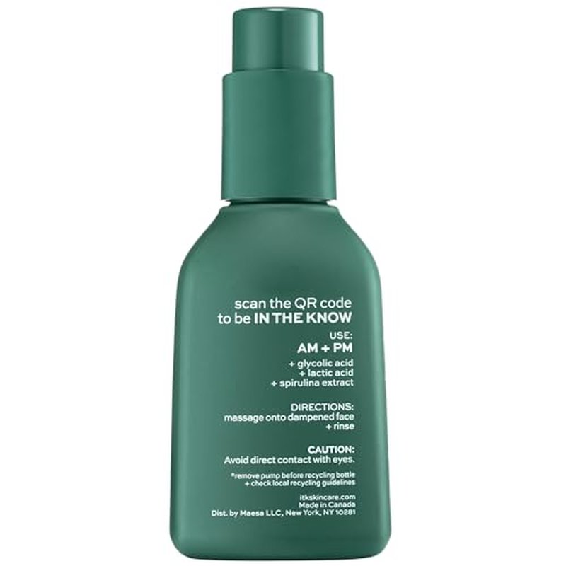 ITK Exfoliating Facial Gel Cleanser - Face Wash to Brighten + Smooth Skin - Dissolves Makeup + Grime Gently- Even-Toned Skin - Glycolic Formula to Brighten Skin, for Normal to Oily Skin, 5 Fl Oz