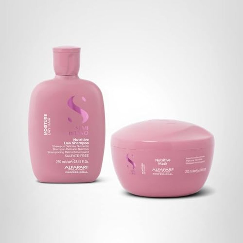 Alfaparf Milano Semi di Lino Moisture Nutritive Sulfate Free Shampoo and Hair Mask Set for Dry Hair - Hydrates, Nourishes, Softens - Safe on Color Treated Hair - Adds Shine and Softness