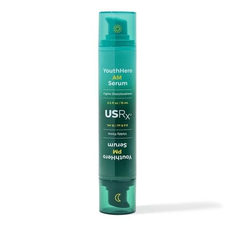 Urban Skin Rx® Youthhero AM/PM 2-In-1 Dual-Formula Day & Night Facial Serums, Improves Discolorations & Sun Damage, Supports Elasticity, Reduces Rough Texture, Fine Lines & Wrinkles, 1 Fl Oz Total