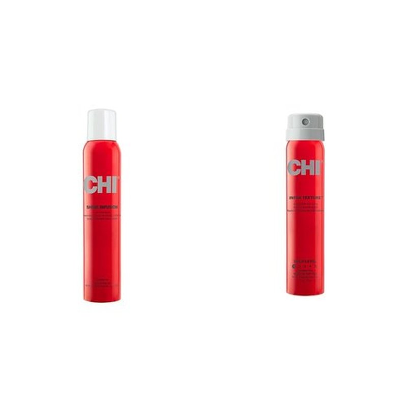 CHI Shine Infusion Hair Shine Spray - Infra Texture Dual Hair Spray & Hair Care Bundle, 5.3 Oz & 2.6 Oz