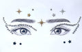 Rebel Tattoos Self-Adhesive Eye Pearls and Face Gems Jewels for Rave Party Festival Makeup, Reusable Multicolor Acrylic Crystal Temporary Tattoo Stickers, Mermaid Face Jewel Eye Stones(Space)