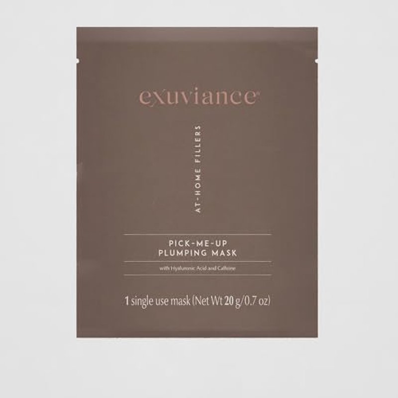 EXUVIANCE Pick-Me-Up Plumping Mask with Pure Hyaluronic Acid and Caffeine for Instant Plumping Hydration - Reveal Smooth, Supple and Luminous Skin, For All Skin Types - Single Use Sheet Mask, 0.7 oz