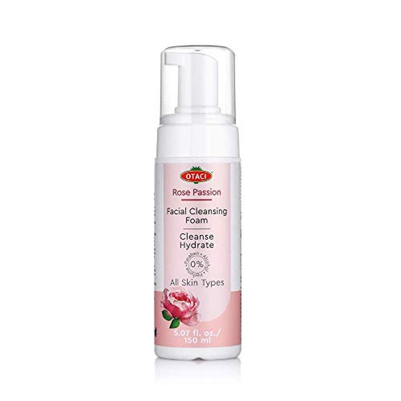 OTACI Rose Passion Facial Cleansing Foam – 100% Natural Damascus Rose & Aloe Vera Vegan Face Wash for Gentle Deep Clean, Hydration, Calm Skin & Makeup Removal (150 ml)