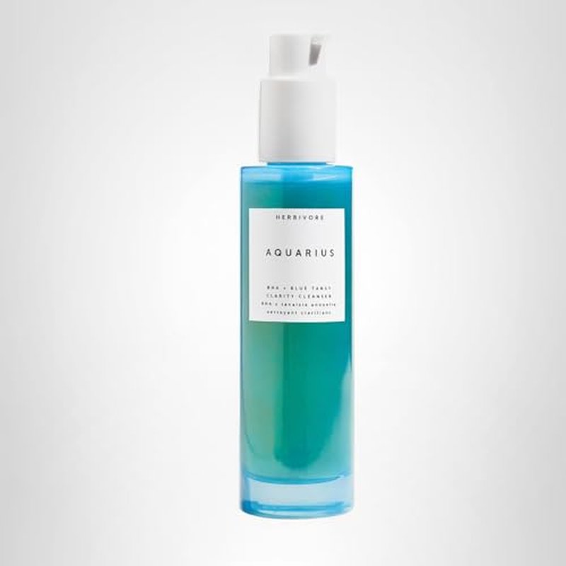 HERBIVORE Aquarius BHA + Blue Tansy Clarity Cleanser | Deep Cleansing Face Wash with Gentle Exfoliation for Oily-Combination Skin, Vegan, 100 mL / 3.3 oz