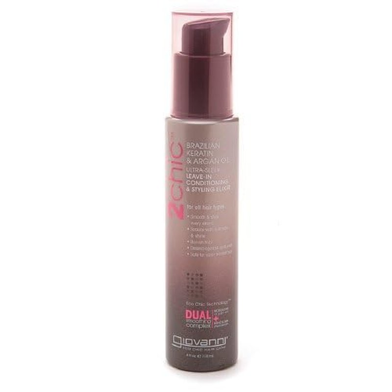 GIOVANNI 2chic Ultra-Sleek Leave-In Conditioning Elixir - Anti-Frizz Phyto-Keratin & Argan Oil, 4 oz