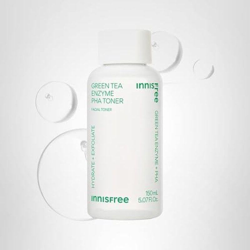 innisfree Green Tea Enzyme PHA Toner with Hyaluronic Acid, Hydrating Korean Exfoliating Essence for Smooth, Glowing Skin