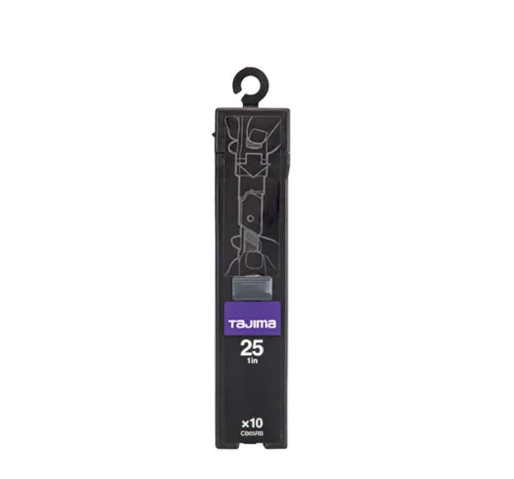 TAJIMA Utility Knives & Blades - 10-Pack (Heavy-Duty) 1" Razar Black Box Cutter Snap Blades with Premium Tempered Steel & Safety Blade Dispenser - CB65RBC
