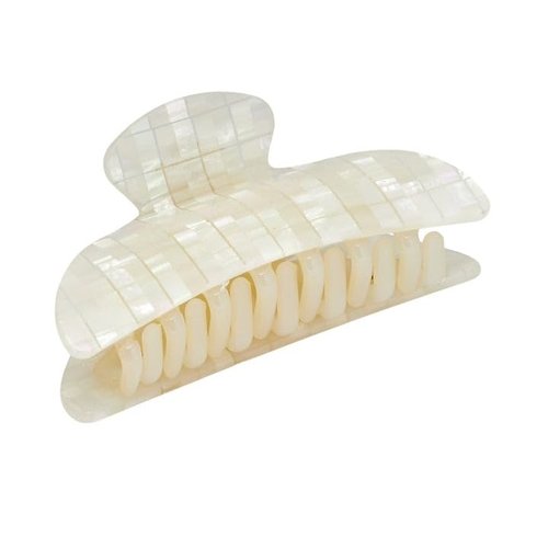 MACHETE Women Hair Clip Midi Heirloom Claw Clip, 3.5 inch Hair Clamp Fashion Hair Accessories (Opalite Shell Checker)
