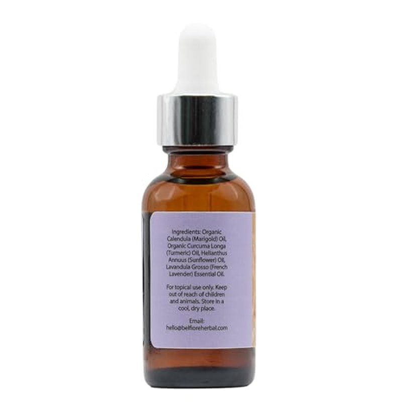 Belfiore Herbal Calendula Turmeric 100% Pure Natural Organic Oil, Healthy Skin, Collagen Boosting Anti Wrinkle, Vegan, 1 ounce