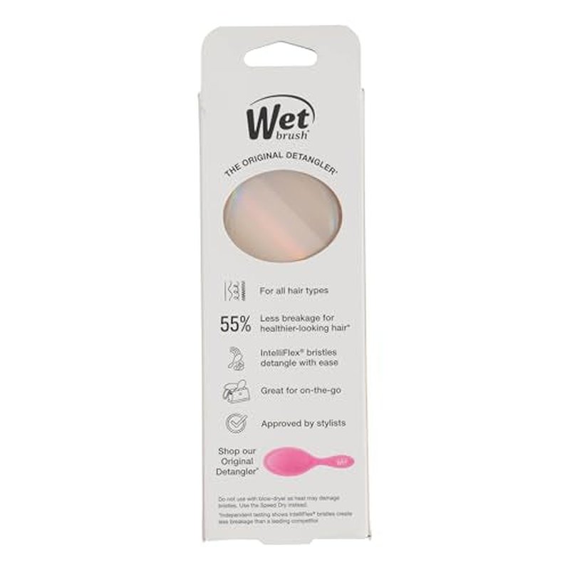 Wet Brush Mini Detangler Hair Brush, Cream (Iridescence Icon), Detangling Travel Hairbrush, Ultra-Soft IntelliFlex Bristles Glide Through Tangles with Ease, Pain-Free, All Hair Types, Limited Edition