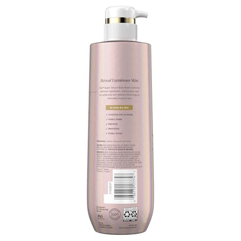 Olay Super Serum Body Wash for Extra Dry Skin, 24hr Long Lasting Hydration, 5+ Ingredient Complex for Bright Even Firm Luminous Skin, 18.5 fl oz