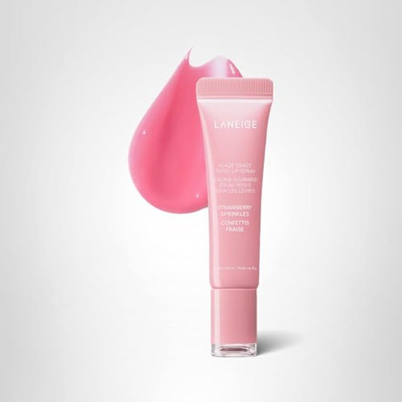 LANEIGE Glaze Craze Tinted Lip Serum, Strawberry Sprinkles: Hydrating Serum for Glossy,Nourished Lips with Plumping Polypeptides,0.42 oz