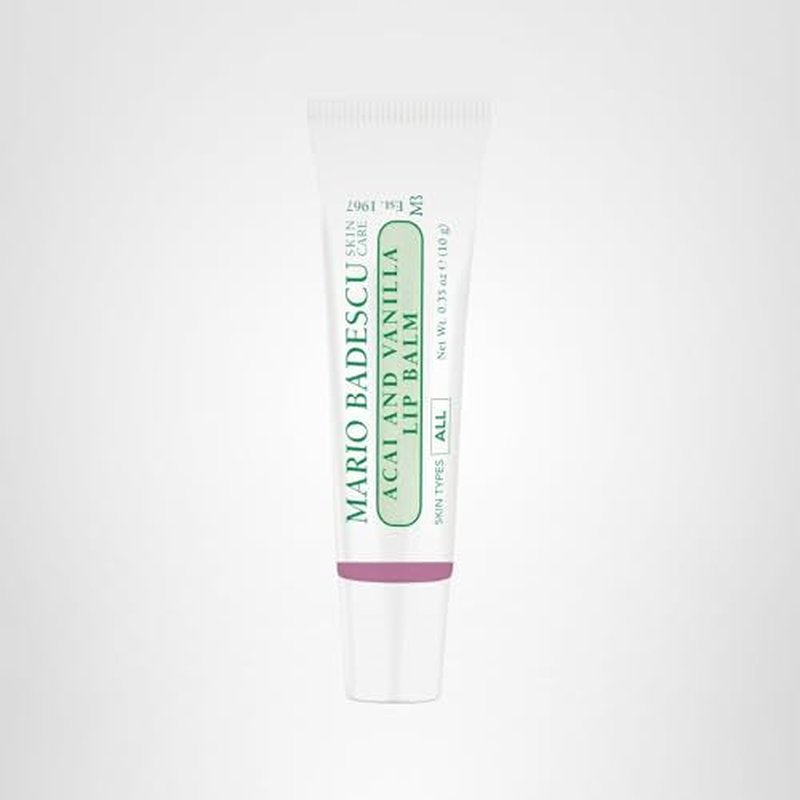 Mario Badescu Moisturizing Acai and Vanilla Lip Balm for Dry Cracked Lips, Infused with Coconut Oil and Shea Butter, Ultra-Nourishing Lip Care Moisturizer for Soft, Smooth and Supple Lips, 0.35 Oz