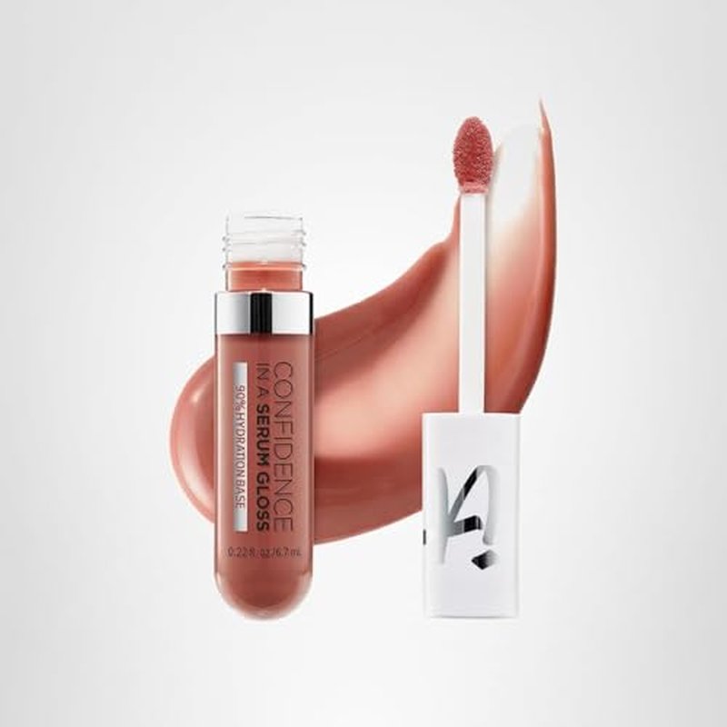 IT Cosmetics Confidence in a Serum Lip Gloss - Smoothing & Conditioning - 8HR Hydration with Hyaluronic Acid, Ceramide, Vitamin E - High Shine & Sheer Finish, Self-Worth (Soft Pink Beige)