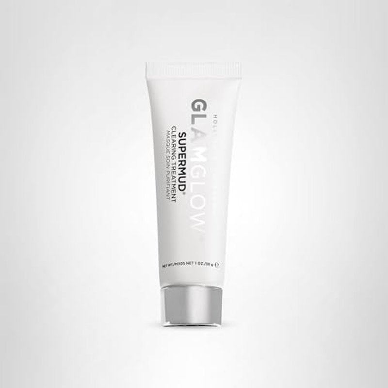 Glamglow SUPERMUD Instant Clearing Treatment Face Mask | Clearing Face Mask For Acne Prone Skin and Oiliness to help Minimize Pores | Activated Charcoal, BHA & AHAs, Travel Size, 1 Ounce