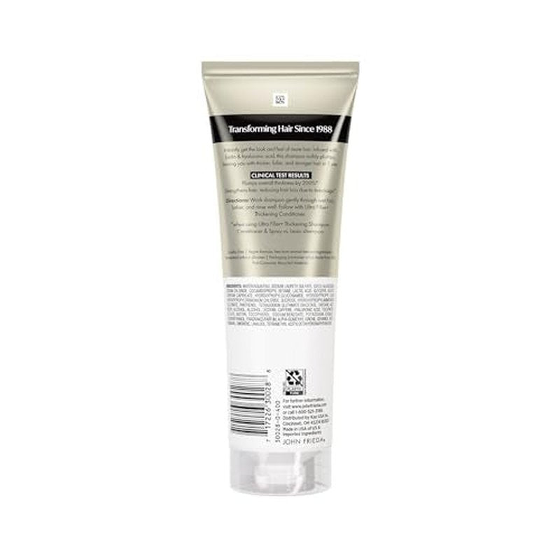John Frieda ULTRAfiller+ Thickening Shampoo, Strengthening Shampoo for Damaged or Thin Hair, Infused with Biotin and Hyaluronic Acid to Strengthen Hair for Thicker Fuller Results, 8.3 Fl Oz