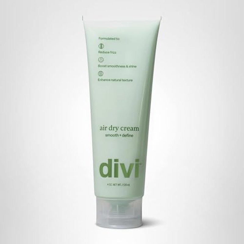 Divi Air Dry Styling Cream for Curly, Wavy & Frizzy Hair, Smooths, De-Frizzes, & Defines Strands for Up to 24 Hours, Adds Major Softness, Shine & Natural Style, 4 Oz