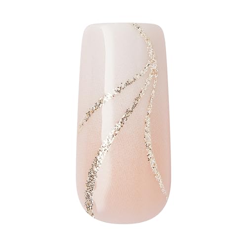 KISS GLAM Jeweled Press On Nails, Wrapped in Beauty, Pink, Long, Square, 32 Count