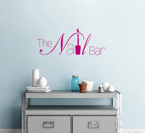 Removable Nail Bar Logo Wall Sticker – Manicure Design Vinyl Decal for Nail Art Salon, Beauty Room Wall Art, Home Nail Salon Decor （57x22cm