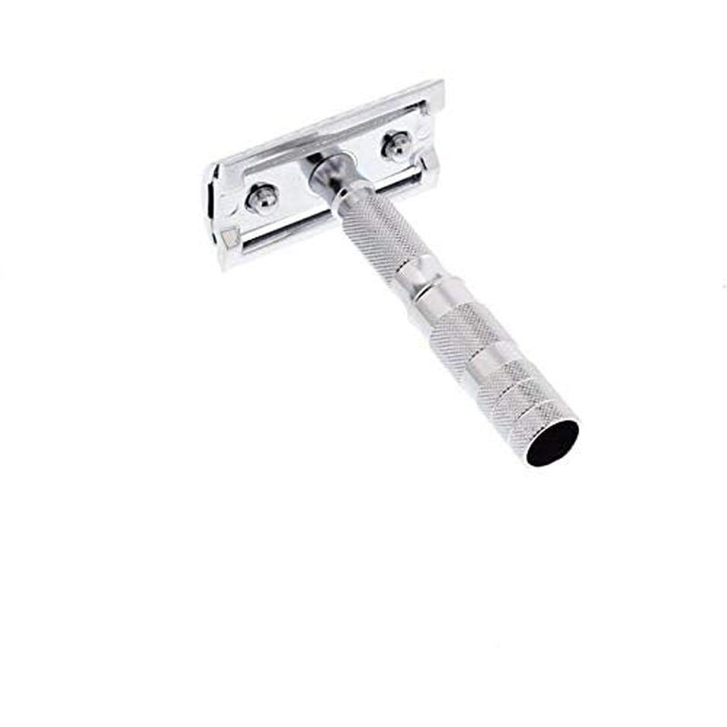 MERKUR 933C Travel Safety Razor - Compact Three-Piece Design with Leather Case, Chrome Finish